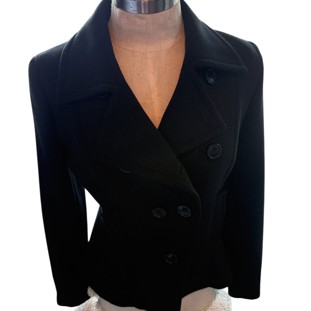 Atos Lombardini Black Italian Double Breasted Peplum Back Jacket